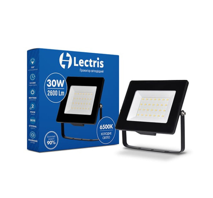 Світлодіодний прожектор LED LECTRIS 30W 2600Лм 6500K 185-265V IP65 1-LC-3003
