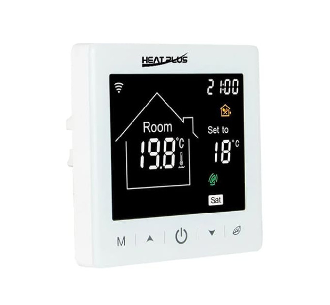 Сенсорний програмований терморегулятор для теплої підлоги Heat Plus M2-1.716 White Wi-Fi
